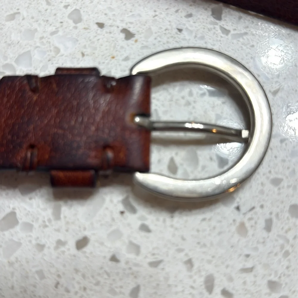 Rolf’s Distressed Brown Leather‎ Belt /Silver Buckle grommets western  M?